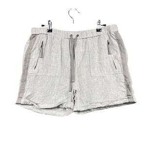 Saks Fifth Avenue Linen Shorts Women's M Gray Cuffed Beach Vacation